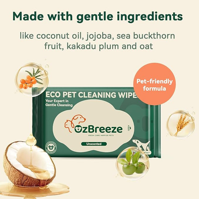 Fresh Care Happier Pets Cleaning Wipes – Unscented Grooming Wipes for Dogs & Cats