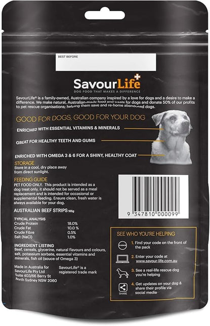 SavourLife Dog Treats, Australian Beef Strips - High Protein, 165g