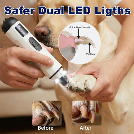 2026 Upgraded 5-Speed Dog Nail Grinder, Silent Groom Pro Pet Nail Grinder with Led Light