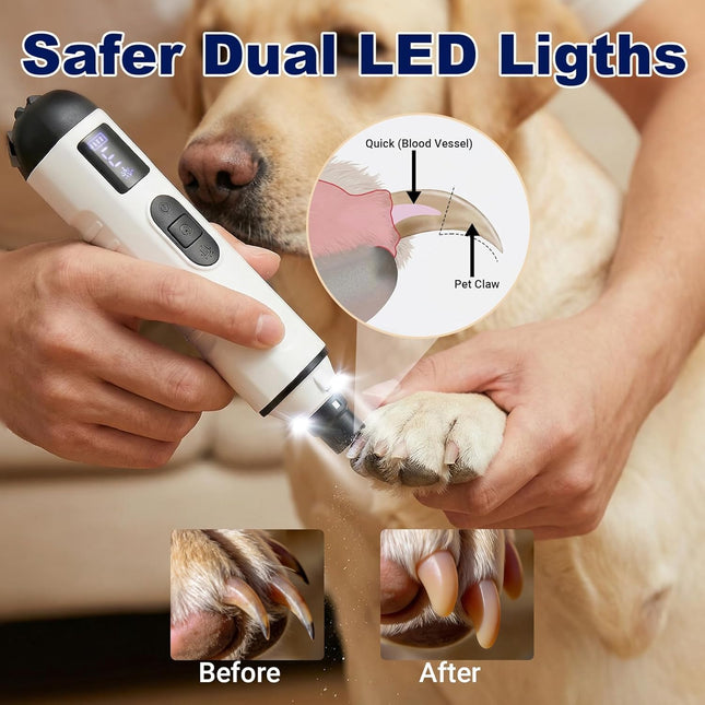 2026 Upgraded 5-Speed Dog Nail Grinder, Silent Groom Pro Pet Nail Grinder with Led Light