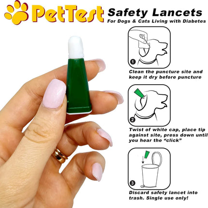 Safety Lancets for Dogs & Cats 21 Gauge, Diabetes Blood Testing, 100 Count
