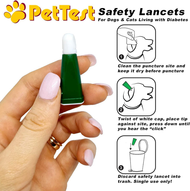 Safety Lancets for Dogs & Cats 21 Gauge, Diabetes Blood Testing, 100 Count