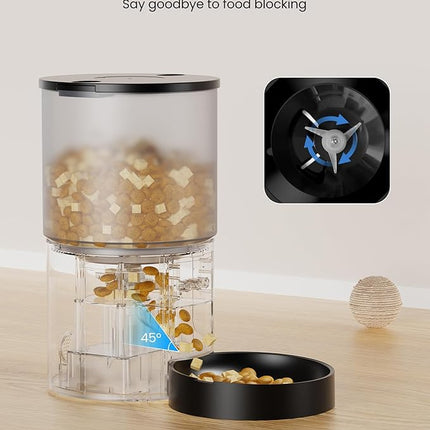 Automatic Cat Feeder, WiFi: Cat Feeder with Customised Schedule, 4 L, Black