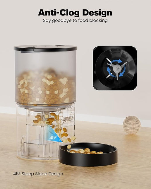 Automatic Cat Feeder, WiFi: Cat Feeder with Customised Schedule, 4 L, Black