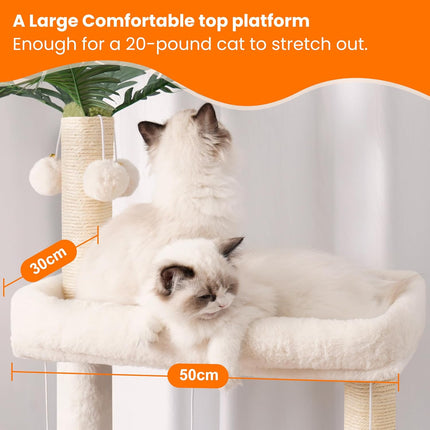 Heybly Wood Cat Tree for Indoor Cats, Cat Condo for Large Cats with Self Groomer,Walnut