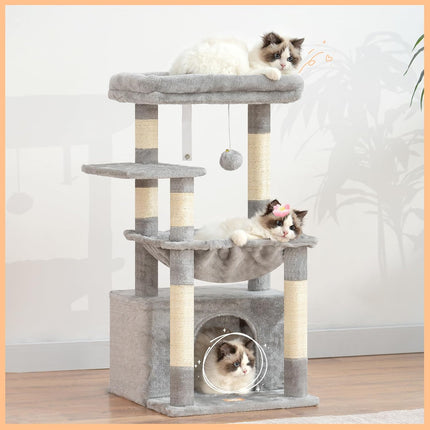 Heybly HCT008SW Cat Scratching Post with Extra Large Soft Cat Basket, Cat Scratching Post , Light Grey