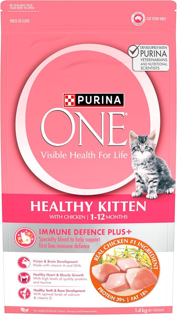 4+ PURINA ONE Kitten Dry Cat Food Immune Defence Plus+ Chicken 1.4kg
