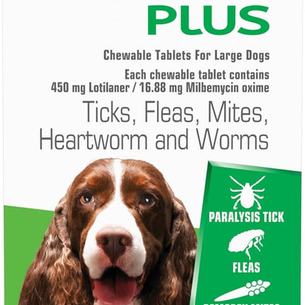 Credelio Plus Dog Flea and Tick Treatment, Single Pack, Ticks, Fleas, Mites, Heartworm & Worms Parasite Protection, in The Smallest Monthly Chewable Tablet for Dogs > 11-22 kg, 1 Pack