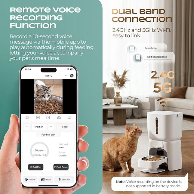 Pet Feeder Automatic Pet Feeder 6L WiFi Auto Dog Cat Food Dispenser 1080P HD Video
