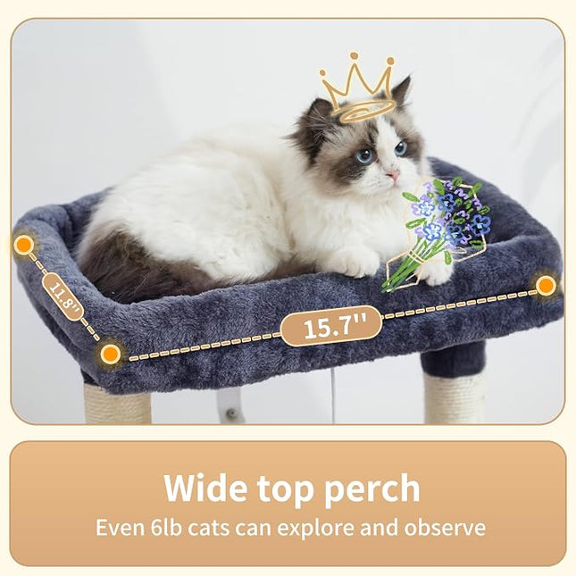 Heybly HCT008SG Cat Scratching Post with Extra Large Soft Cat Basket, Cat Scratching Post with Spacious Cat ,Smoke Grey