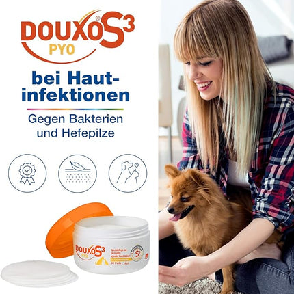 Douxo S3 CEVA Pyo Pads | Pack of 30 | Cleaning Pads for Dogs and Cats | For Cleaning and Disinfecting the Skin | For Bacterial and/or Yeast Related Imbalance