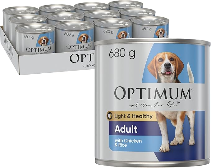 Optimum Weight Management Chicken & Rice Dog Food 680g Can, 12 Pack