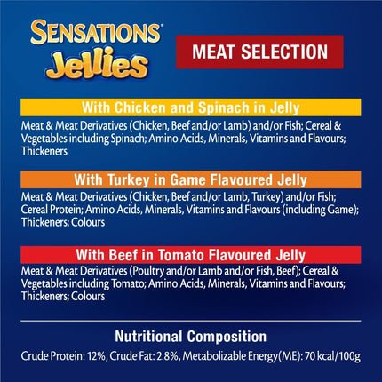 FELIX Adult Sensations Jellies Meat Selection Wet Cat Food, 48x85g