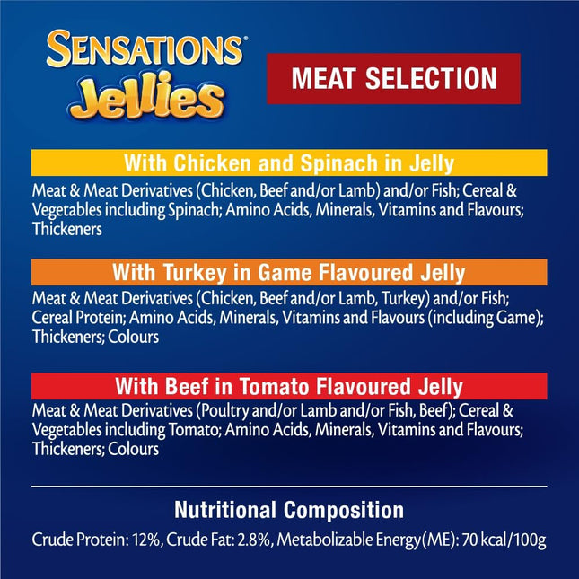 FELIX Adult Sensations Jellies Meat Selection Wet Cat Food, 48x85g