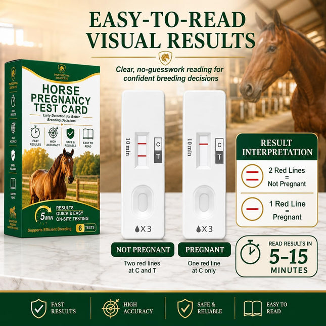 Mare Pregnancy Test Strips – Rapid Urine Kit for Horses, Accurate Results in 10 Mins