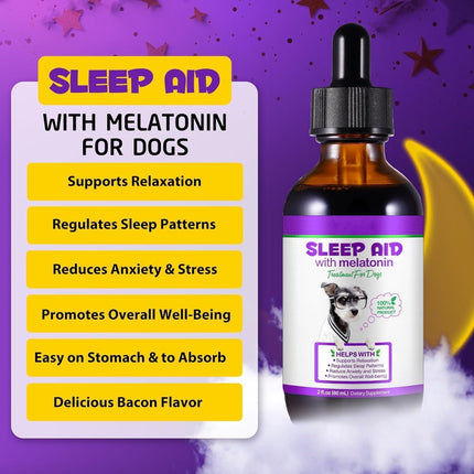 Melatonin for Dogs , Calming Supplement Drops, Natural Sleep Aid ,60ML