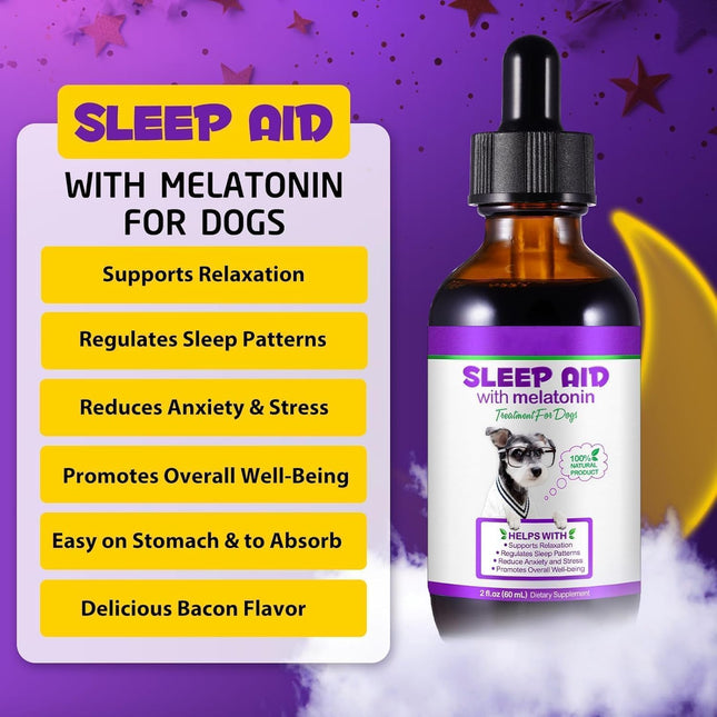 Melatonin for Dogs , Calming Supplement Drops, Natural Sleep Aid ,60ML
