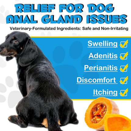Anal Gland Support Soft Chews for Dogs - Pumpkin, Probiotics & Digestive Enzymes - Beef Flavour, 150 Count (375g)