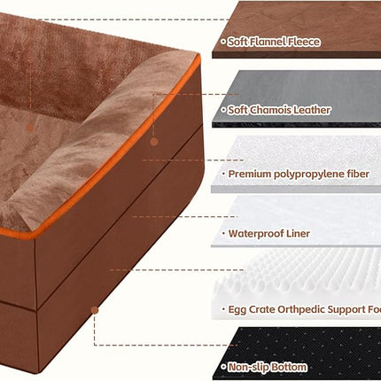 AUSCAT Medium Orthopedic Dog Bed, Memory Foam , 70L x 58W x 18H cm, Brown