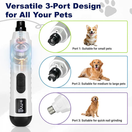 2026 Upgraded 5-Speed Dog Nail Grinder, Silent Groom Pro Pet Nail Grinder with Led Light