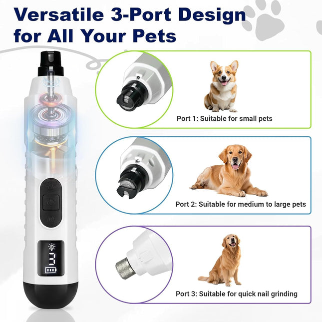 2026 Upgraded 5-Speed Dog Nail Grinder, Silent Groom Pro Pet Nail Grinder with Led Light