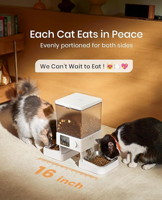 oneisall Automatic Cat Feeder for 2 Cats, 20 Cups/5L Automatic Cat Food Dispenser for Small Pets