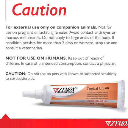 Zymox Veterinarian Strength Topical Cream with 1% Hydrocortisone for Dogs and Cats, 1oz
