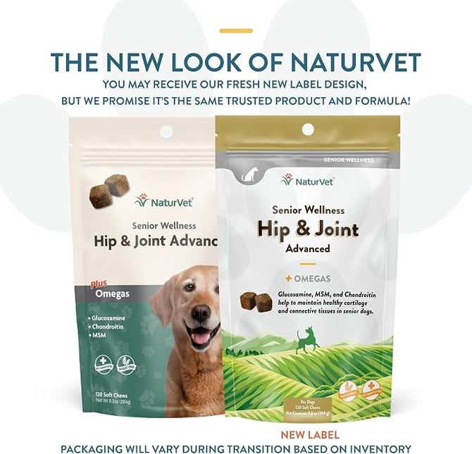 NaturVet Senior Dog Wellness Hip & Joint Advanced Plus - 120 Soft Chews