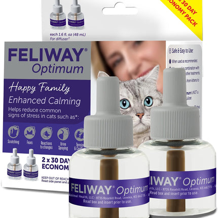 FELIWAY Optimum, Enhanced Calming Pheromone 30-Day Refill – 2 Pack