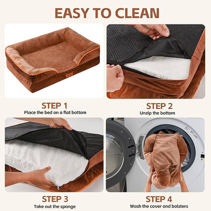 AUSCAT Medium Orthopedic Dog Bed, Memory Foam , 70L x 58W x 18H cm, Brown