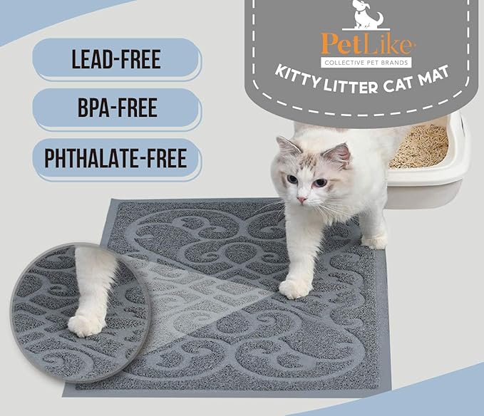 PetLike Cat Litter Mat Kitty Litter Mats for Tray Boxes, Kitty Litter Trapping Mat House Floors Clean (Beige)
