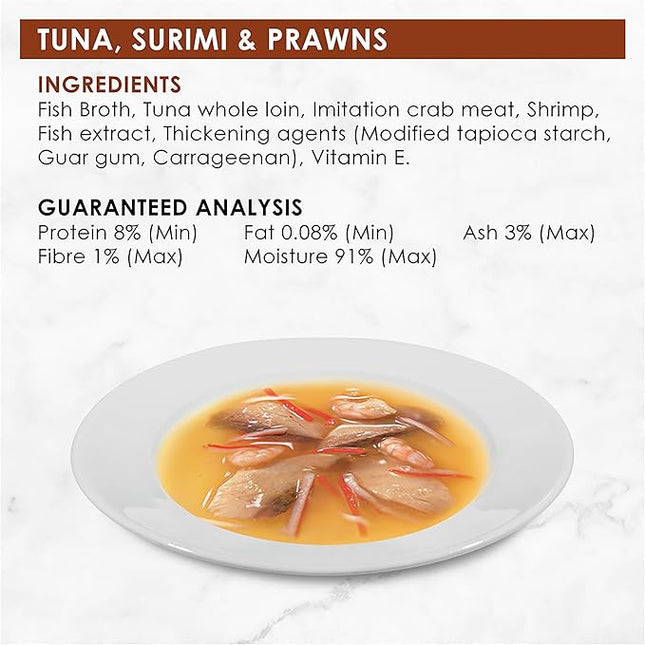 Fancy Feast Royale Adult Wet Cat Food Tuna, Surimi & Prawns in Broth 12x40g