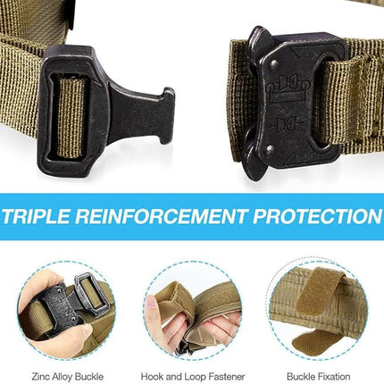 Military Tactical Dog Collar Heavy Duty Pet Collar with Metal Buckle Adjustable Black XL