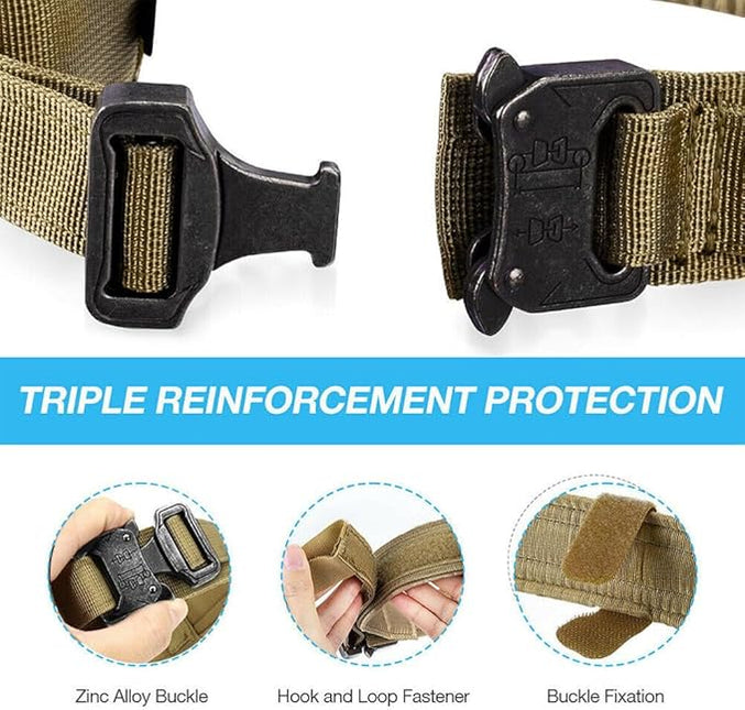 Military Tactical Dog Collar Heavy Duty Pet Collar with Metal Buckle Adjustable Black XL