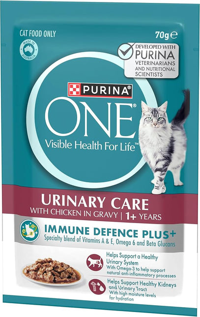 PURINA ONE Adult Wet Cat Food Urinary Care with Chicken in Gravy Pouch 24x70g