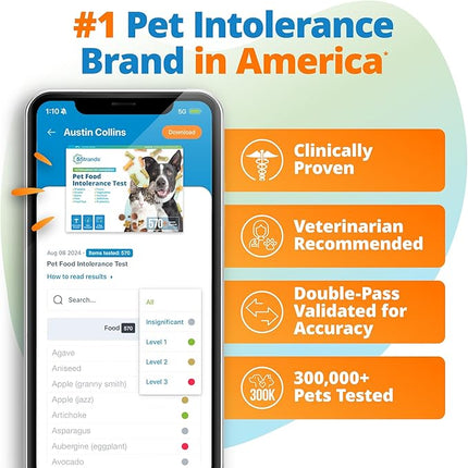 5Strands Pet Food Intolerance Test, at Home Sensitivity Test for Dogs & Cats, 825 Items Tested, Hair Analysis, Accurate for All Ages & Breeds, Pet Gut Health, Results in 4 Days
