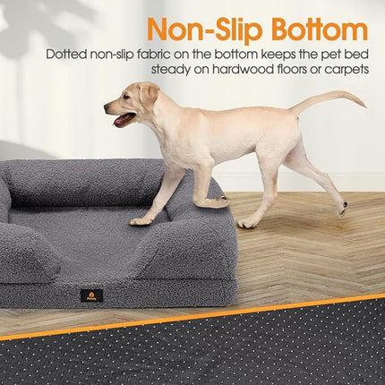 Orthopedic Dog Bed for Large Dogs, Memory Foam Pet Bed With Removable Washable Cover, - Grey