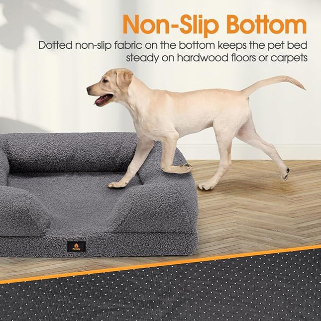 Orthopedic Dog Bed for Large Dogs, Memory Foam Pet Bed With Removable Washable Cover, - Grey