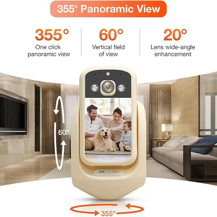 2-Way Video Calling Camera with 2.8" Display, In-House Monitoring Pet Camera with Speaker, 360° View PTZ WiFi AI Motion Detection Indoor for Puppy/Cat/Dog with Phone App Control, Indoor Home Security