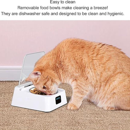 Smart Pet Feeder, Infrared Sensor Switch Cover Cat Feeder, Battery Powered Intelligent Automatic Opening Lid Dog Feeder, Pet Food Dispenser for Pet, Cat and Dog, Dishwasher Safe