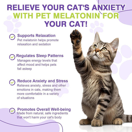 Melatonin Calming Drops for Cats & Kittens – Sleep Aid & Anxiety Relief Liquid,60ML