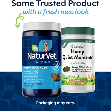 NaturVet Quiet Moments Calming Plus Hemp Dog Supplement - 180 Soft Chews