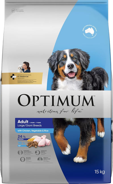 OPTIMUM Adult Large Breed Dry Dog Food with Chicken, Vegetables & Rice 15kg Bag