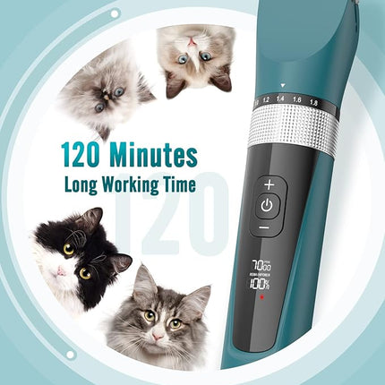 oneisall Cat Clippers for Matted Hair, 5-Speed Quiet Cat Grooming kit, Cordless(Green)