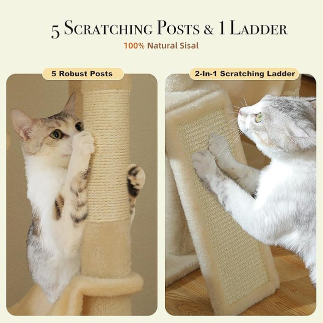 PAWZ Road Floor to Ceiling Cat Tree, 85–112" Tall Cat Tower with Dual Posts