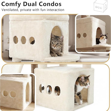 Heybly Cat Tree, 184 cm Anti-Tip Cat Tower for Large Cats, All-in-One,Beige