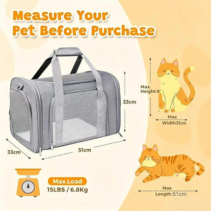 Large Cat Carriers, Dog Carrier, Pet Carrier Soft-Sided Pet Travel Carrier for Large Cats