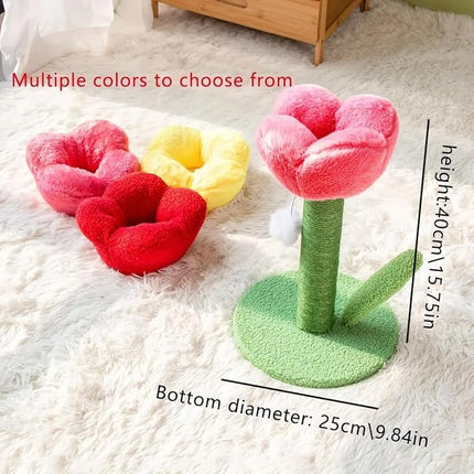 AIMALL Tulip Cat Scratching Post with Sisal Rope, Non-Shedding Crumbs
