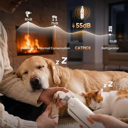 CATPICK 2-in-1 Cat Nail Clippers & Dog Nail Clippers Trimmers for Large Medium Small Dogs Cats Claw Trimmer Quick Sensor and Safety Guard USB Rechargeable with 2 LED Lights Dogs Nail Trimmer
