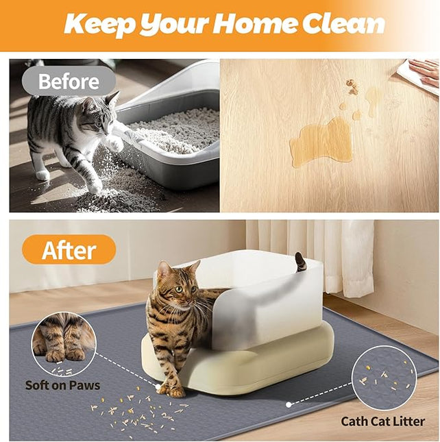 Cat Litter Mat, Extra Large 130 x 65 cm Silicone Mat Litter Trapping Mat